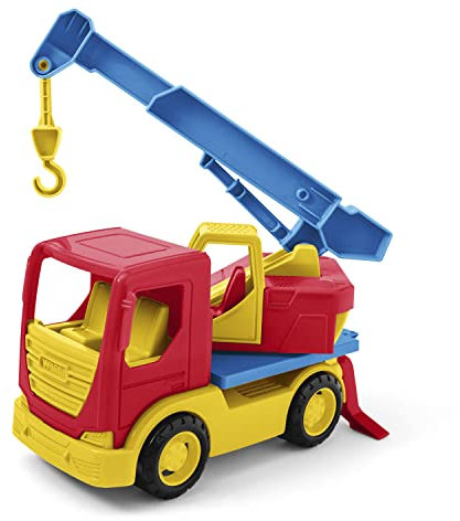 Wader 35317 - Tech Truck LKW mit Kran, beweglichem Haken, drehbarem Aufsatz und stabilen Stahlachsen, ca. 26 x 11,5 x 32 cm groß, ab 12 Monaten, ideal als Geschenk für kreatives Spielen