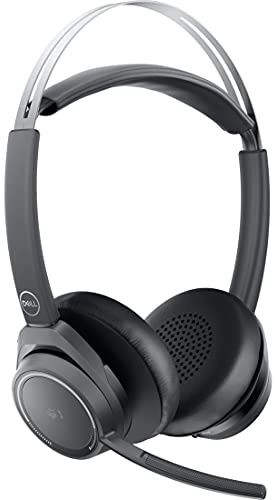 Dell Premier Wireless ANC Headset – WL7022, Control Panel on Headset Includes Call Control, Adjustable Leatherette Headband and Earpads, USB Dongle, Adjustable Boom Mic, Charging Stand - Black