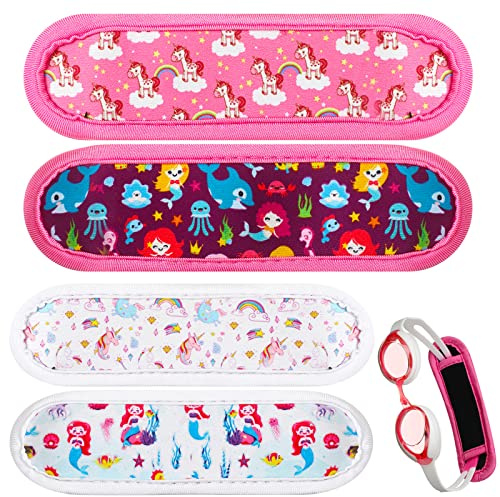 Hoteam 4 Pieces Swim Goggle Strap for Kids Summer Swimming Goggles Strap Neoprene Fabric Goggles Cover Wrap for Kids(Girls)