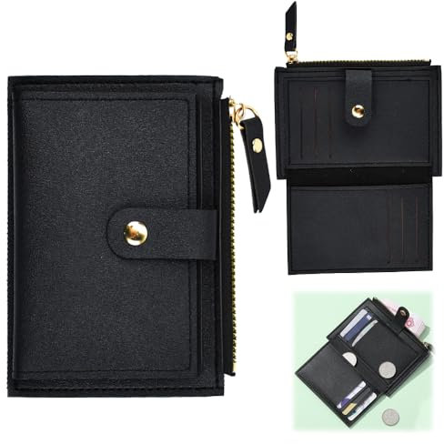 BUENTYA Geldbörse Damen Klein Geldbeutel Dünnes Portemonnaie mit Münzfach Mini Kartenetui Kreditkartenetui Leder Kartenportmonai Lederportmonai Brieftasche mit 6 Fächern Card Holder für Frauen Herren