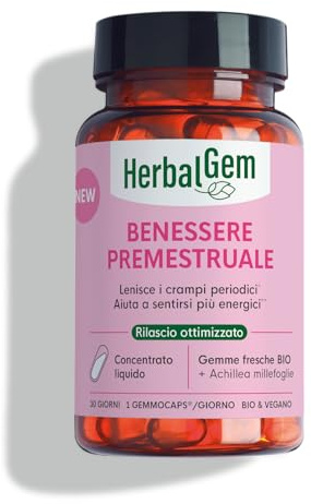 HERBALGEM - Gemmocaps Síndrome Premenstrual y Confort Premenstrual – Complemento Sin Hormonas – Alivia Molestias y Equilibra el Ánimo - 30 Cápsulas Ecológicas