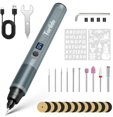 Tarlido Bolígrafo de grabado eléctrico, mini herramientas rotativas inalámbricas, bolígrafo de grabado recargable USB-C, máquina grabadora de bricolaje de 4 V/1200 mAh para metal, madera, vidrio
