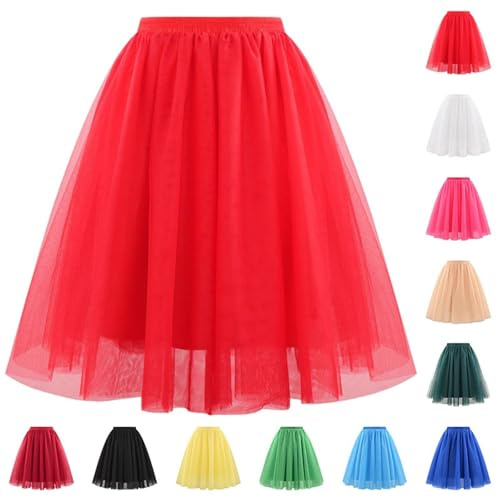 Jupe en tulle pour femme - Tutu des années 50 - Rétro - Ballet - Rockabilly - Multicolore - Taille multicouche - Jupon de princesse - Robe de bal - Robe de soirée - Accessoire cosplay