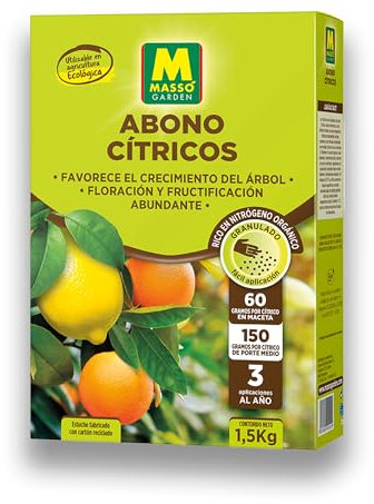 Abono ECOLÓGICO para Cítricos (Limoneros, Mandarinos, Naranjos...) de Gran Efecto Reverdesciente y Capacidad para Mejorar Frutos | Envase 1,5 KG | Apto Aplicación en Maceta y Suelo | Nexum Market