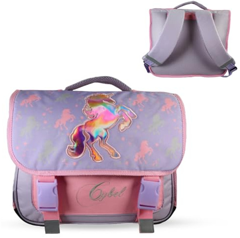 Bagtrotter - Cybel - Cartable 38cm - Violet - 2 Compartiments - 1 Poche Sous Rabat - 1 Poche Bouteille - Bretelles Matelassés - Fond Renforcé - Dos Matelassé - 38x13x34cm - Matière Polyester -