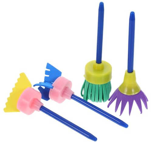 jojofuny Ensemble de 4 Pinceaux Éponges en Mousse Eva pour Peinture Acrylique, Réutilisables et Doux, Accessoires de Peinture pour Garçon et Filles, pour Loisirs Créatifs et Activités