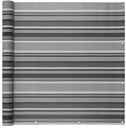 Ventanara® Balkonverkleidung Sichtschutz PVC Balkonumspannung Zaun Verkleidung Blende Windschutz Folie 500 x 90 cm Grau gestreift