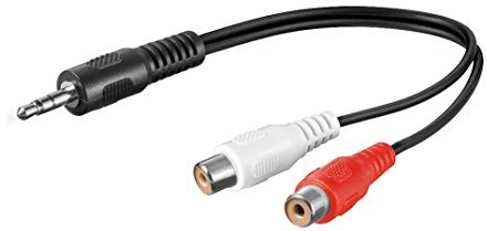 Audio Adapter | 20 cm | 3,5 mm Klinke Stecker auf 2x Cinch Buchse | Stereo Y Adapter RCA Verbinder Chinch Laptop Tablet Smartphone | Schwarz