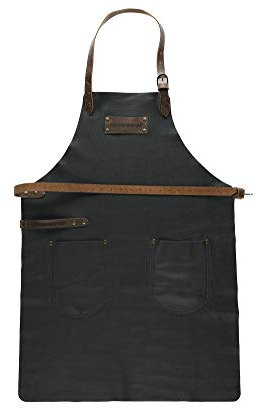 Feuermeister® Lederschürze Grillschürze Schürze Schwarz mit Taschen - ECHTES Leder (3)