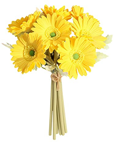 Kuppn 7 st konstgjorda latex gerbera tusenskönor flowers, verklig touch latex siden konstgjord falsk plast tusensköna krysantemum blommor sol krysantemum 30 cm PU för hem kök bröllopsdekorationer
