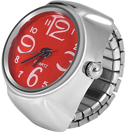 Brrnoo Ringuhr, 8Colors Männer Frauen Fingeruhr Kreative Elastische Runde Quarz Fingerring Uhren für Frauen Geschenk Männer Geschenk(rot)