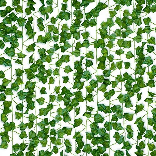 Pelle & Sol 12-Pack Artificial Ivy Garland – 83Ft Fake Ivy Vines for Indoor & Outdoor Use, UV Resistant Faux Greenery for Wall Decor, Bedroom, Garden, Party, Aesthetic Room & Home Decoration