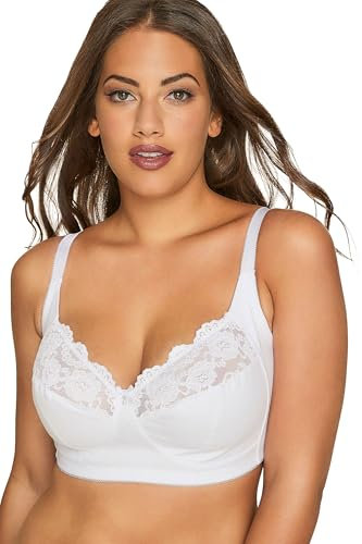 Yours Curve Cotton Lace Trim Non-Padded Non-Wired Bralette - Women's - Plus Size Curve White
