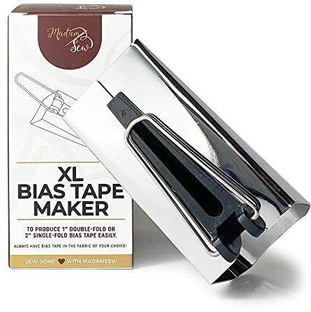 Madam Sew Outil de biais XL - 50 mm - Pliage simple et double - Outil de reliure pour matelassage - Transforme n'importe quel tissu en biais pour couture