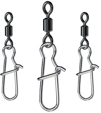 CRAZY SHARK 50 Stück Angelwirbel Set Angeln Edelstahl Barrel Wirbel Angel-Zubehör Set Schnell Rollende Angeln Connector Lock Snaps Line zu Haken Spinnwirbel, 14#