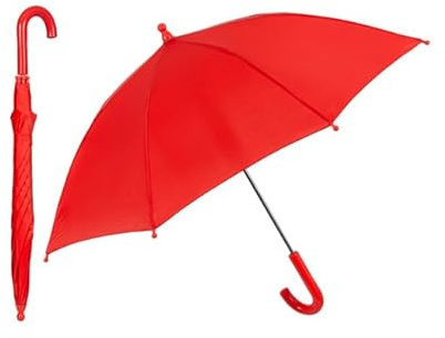 Ombrello per bambini manuale 75 cm di diametro. Colore: rosso. Tessuto in microfibra, aste in fibra di vetro. Promozione Perletti