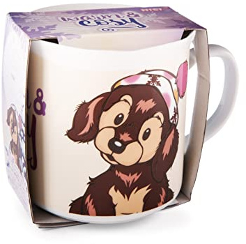 Porslinsmugg taxen Skida 400ml 9,5x9cm vit med banderoll- Tekopp Kaffekopp Porslinsmugg NICI-kopp Mugg med handtag för kalla och varma drycker, kaffe – utmärkt present