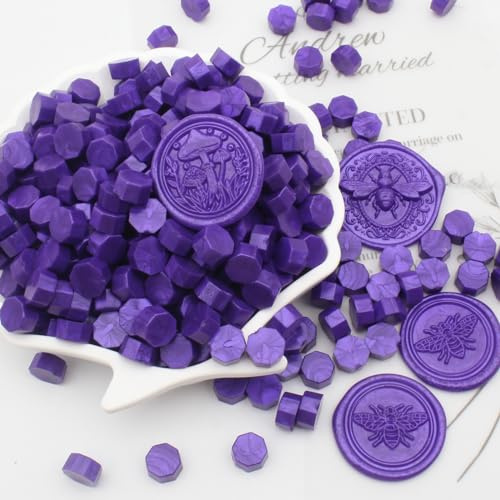 Andotopee 360pcs Purple Wax Seal Beads, Premium Sealing Wax Pellets for Stamp Seals, Wedding Invitation, Letter Envelope, Greeting Card Decorations & Scrapbook DIY Crafts