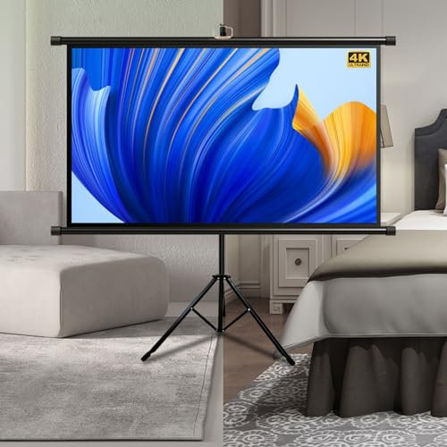 Xnyaizy Telo Proiettore 60 Pollici, Schermo proiezione con treppiede Home Cinema videoproiettore, 16:9 4:3 HD TV Schermo per proiettore, Ideale per Film all’Interno e Esterno (Size : 60 (16:9))