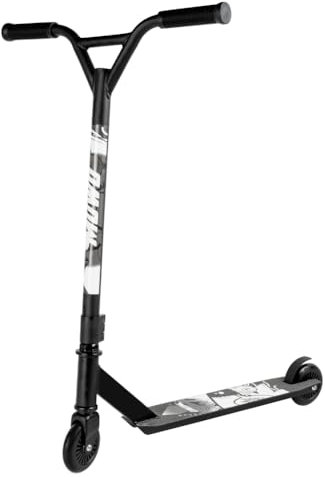 MUWO Halfpipe Stunt Scooter - Robuster Tretroller für Action und Tricks. Mit Rutschfester Trittfläche, Flexibler Rückradbremse und 360° Lenkung. Ideal für Kinder und Erwachsene. (Grau)