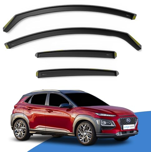 EdgeVisors Wind Deflectors for Hyundai KONA MK1 Door 5 Door SUV 4pc | 4pc Set, In-Channel Rain Guards & Accessories