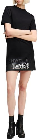 KARL LAGERFELD JEANS, Damen, Logo-T-Shirt-Kleid, Relaxed Fit, Schwarz, L