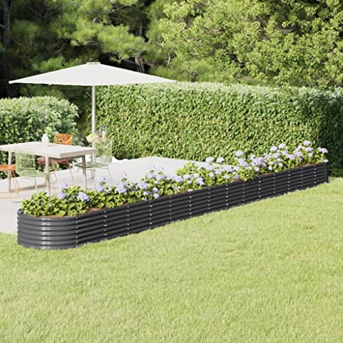 puraday Jardinière surélevée pour jardin, 620 x 80 x 36 cm, bac à plantes, terrasse, potager, spirale d'herbes aromatiques, taille XXL, plate-bande surélevée en métal, en acier, grand parterre de