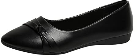 Shoes Womens Wedge Heels for Women Loafers Best Leisure Women's Four Seasons Low Heeled Non Slip Round Toe Bow Tie Breathable Slip On Lazy Shoes Trainers Ladies Ballet Pumps for Women UK (Black, 6)