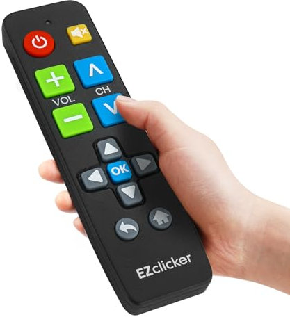EZclicker Télécommande TV Universelle à Gros Boutons Simple et Facile à Utiliser, idéale pour Les Personnes âgées, Fonctionne avec Les Grandes Marques de TV (2 Piles AAA Non incluses) (Noir)