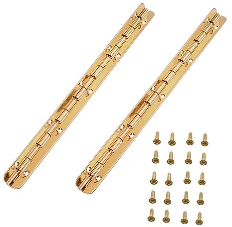 Generico 2 Pz Cerniera Da 190 Mm Acciaio Cerniera Continua Del Pianoforte Dell'armadio Incassato Nascosta Del Pianoforte Cucina Kit Molto Solido Golden Lega Di Zinco
