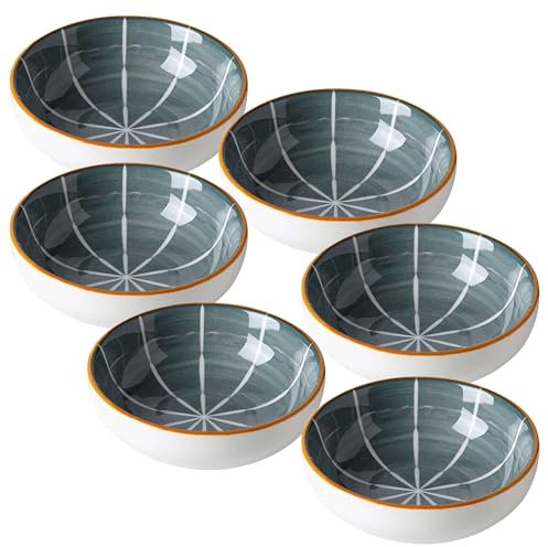 Juego de cuencos para salsa de soja, cuencos de cerámica para salsa, cuencos para tapas, juego de platos con estampado floral para postres y aperitivos (gris oscuro, juego de 4 o gris oscuro, juego de