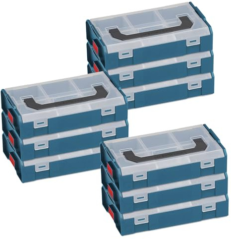 L-BOXX Mini 9er Set – Professional Blau | Robuste Sortimentskästen für Kleinteile | Klicksystem, stapelbar, lebensmittelecht | Ideal für Profis & Heimwerker