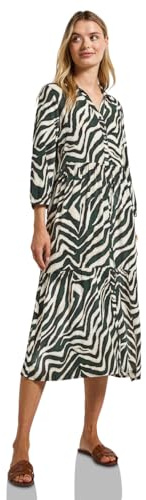 STREET ONE Damen A144561 Gemustertes Volant-Kleid, Pine Grove Green, 34
