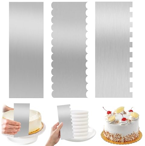 UTOCLEC 4 Pcs Espatula Cake, Espátulas de Acero Inoxidable Cake Scraper, Torta Espatula de Pasteleria Rasqueta para Masa Tarta, para Crema de Mantequilla