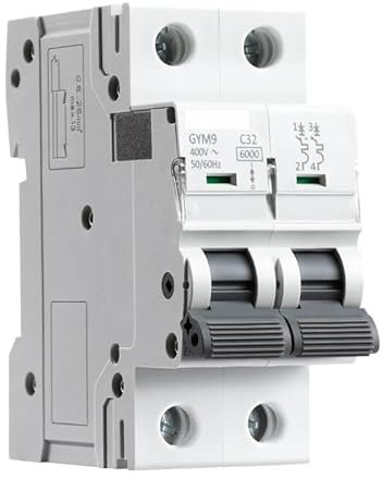 CYJAZNHH Disjoncteur Miniature, Disjoncteur Bipolaire à Courbe C for Rail DIN 6 A-63 A 230 V/400 V CA(6a)