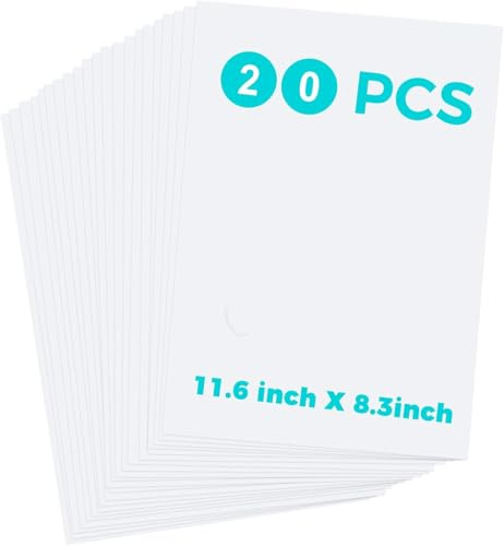 TIDALJAM 20-Pack Printable Shrink Film Paper Sheets, 8.5 x 11 Glossy White Shinky Dink Plastic for DIY Crafts, Jewelry & Easter Ornaments - Fun Art Supplies for All Ages, Premium & Durable.