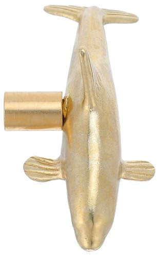 DECOMELODY Poignée de Meuble en Laiton Effet Dauphin Poignée de Tiroir pour Placard et Commode Bouton de Porte D’Armoire en Métal Finition Naturelle Accessoire Décoratif Cuisine et