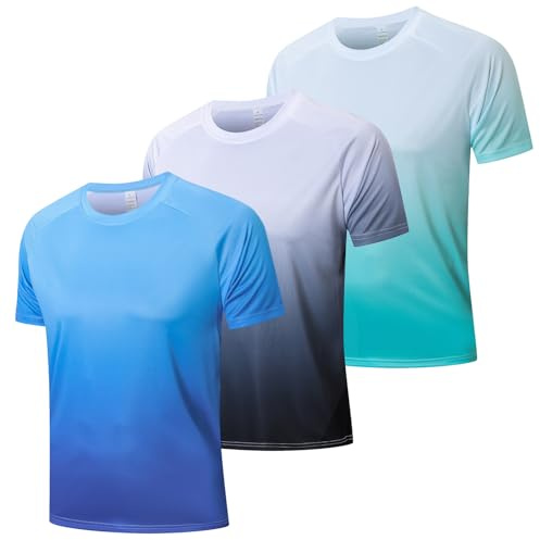 Cimic T-Shirts UV Hommes Rashguard Courtes/Longues UPF 50+ Protection UV | Design dégradé, respirant à séchage rapide, UPF 50+ anti-UV, adapté au sport, à la course à pied et à la natation