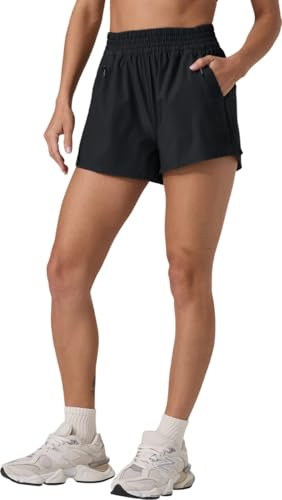 Hanyomo Short de Course pour Femme Short de Yoga et Fitness Short de Musculation Gym avec Poches zippées Non doublé