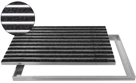 ACO Eingangsmatte 100x50 Rips anthrazit mit ALU Rahmen Fußmatte Türmatte Abstreifer Schuhabstreifer