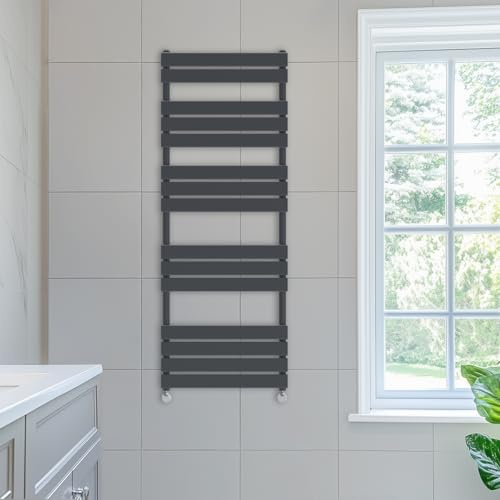 NRG 1600 x 600mm Designer Flat Panel Heated Towel Rail Radiator Anthracite