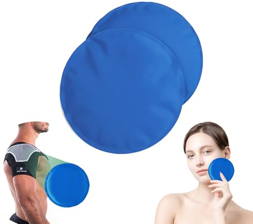 Sport Emblema Gel Ice Packs Reusable Round - 2 Pcs 5.5 Ice Packs for Injuries, Wisdom Teeth, Breastfeeding, Mastectomy Recovery, Warm & Cold Compress for Cyst, Sinus Headaches Physical Cooling
