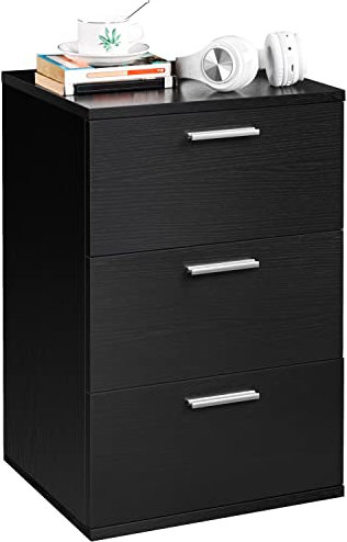 Yaheetech Nachttisch Nachtschrank mit 3 Schubladen Moderne Nachtkommode Beistelltisch Nachtkasten für Boxspringbett, 40 × 35 × 60,5 cm