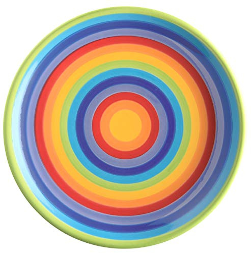 Hand Painted Rainbow Stripe Ceramic 26 cm Dinner Plate
