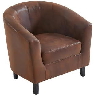 Vente-unique - Fauteuil Cabriolet en Microfibre vieillie Marron Cristobal II