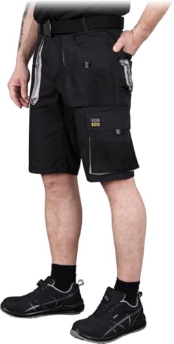 REIS Pantaloncini Corti da Lavoro Uomo | Pantaloncini Cargo | Nero-Grigio Chiaro | Taglia: M