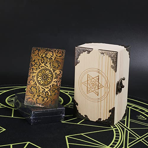 GIBZ Traditional Tarot Cards Deck PVC 78 Kartendeck mit Ratgeber & Holzkiste für Anfänger