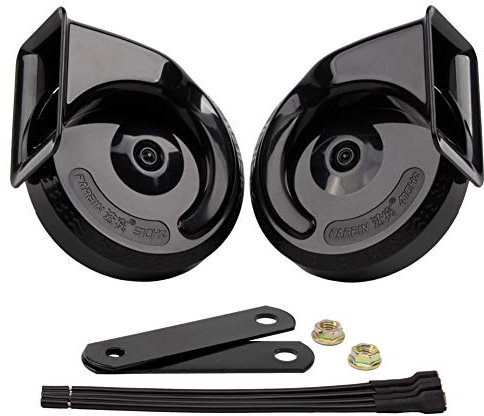 FARBIN Auto Horn für LKW Motorrad High/Low Tone Super Loud Horn 12v wasserdichte elektrische Horn (Schwarzes Horn)