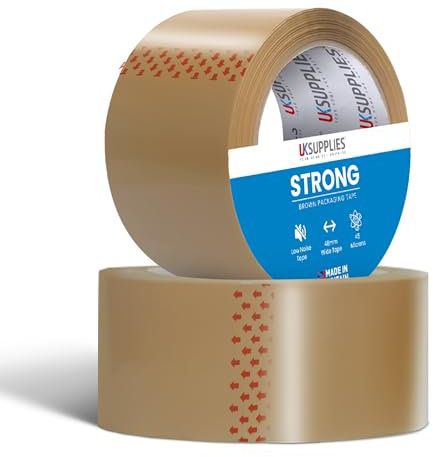 UK SUPPLIES LIMITED 2 Rolls LOW NOISE Premium Brown Packaging Tape (All Packs & Colors) 48MM X 66M Extra Strong Secure Sticky Adhesive Durable Parcel Sealing Tape for Packing Boxes & Moving Houses