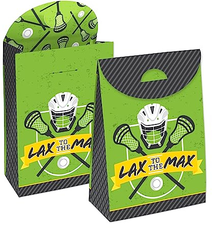 Big Dot of Happiness Lax to the Max - Lacrosse - Gift Favor Bags - Party Goodie Boxes - Set of 12
